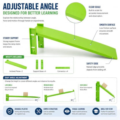 1 Sets Inclined Plane Clear Scale Strong Easy Plastic Inclined Plane School Physics Teaching Slant Plates Inclined Plane for Education Experiment Student Model Simple Machines Scale Teaching Facility - color: Green