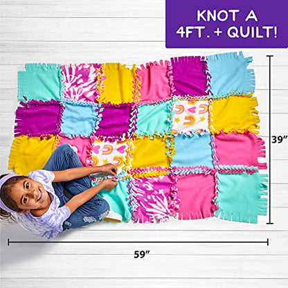Made By Me Easy-to-Knot Quilt Making by Horizon Group USA, Create a 59” x 39” Fleece Quilt, No Cutting or Sewing Necessary, Includes 20 Fabric Squares & Felt Embellishments, Learn 4 Ways to Knot - style: Quilt (Rainbow)