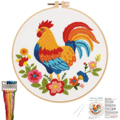 Nuberlic Embroidery Kit for Beginners, Rooster Needlepoint kit - color: Rooster