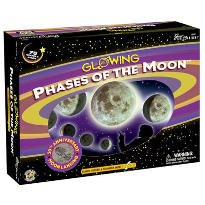Phases of the Moon Kit with 8 Glow-in-the-Dark 3-D Moons and 67 Glow-in-the-Dark Adhesive Stars with Phases of the Moon Guidebook