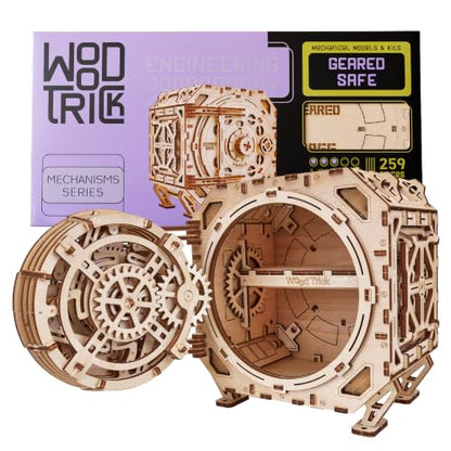 Wood Trick Safe Locker Puzzle Box 3D Wooden Puzzles for Adults to Build - color: Geared Safe