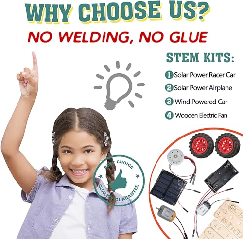 8 Set STEM Kits - Solar Power Motor Kit for Boys to Build,STEM Electric Projects Engineering Set for Girls