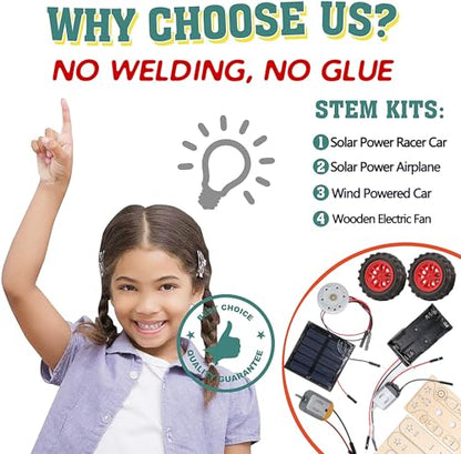 8 Set STEM Kits - Solar Power Motor Kit for Boys to Build,STEM Electric Projects Engineering Set for Girls