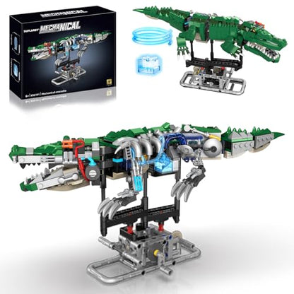 Mechanical Crocodile Building Set with LED Lights for Boys 8-12+ - color: Crocodile