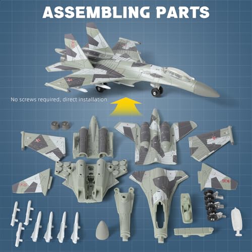 SEBUNAS 1:100 Scale SU-35 Fighter Jet Quick Build Model Kit - color: 03.su-35