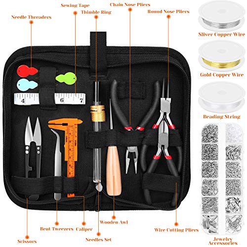 Audab Jewelry Making Kit with Tools, Wires, Charms and Findings for Jewelry Making and Repair