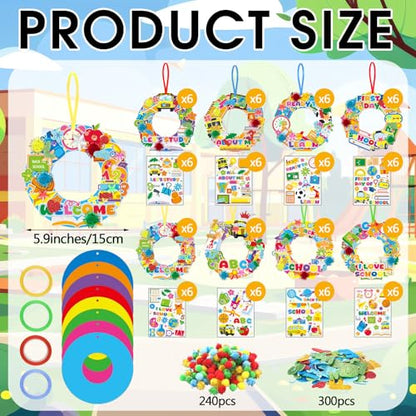 Hollowfly 48 Sets Back to School Craft Kits DIY Wreath for First Day - style: Back to School