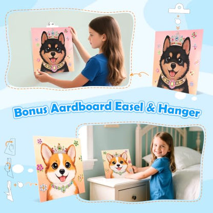 Gem Art Sticker Kit,Diamond Art Sticker Crafts for Kids Ages 4-12 - color: Blue-Dog