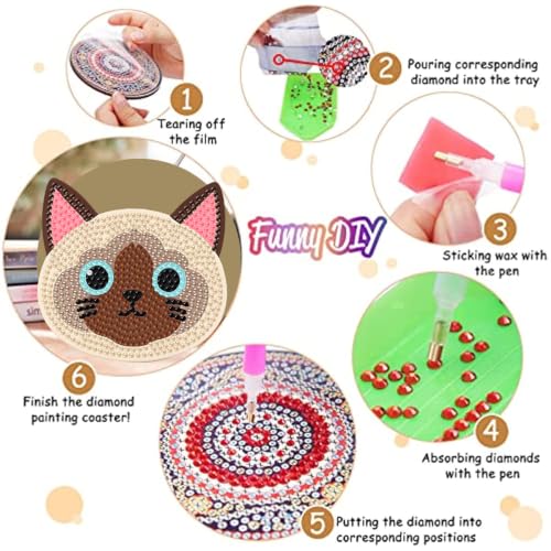 8 Pack Diamond Art Coasters Kits for Adults,Cat Diamond Painting Coasters - color: Cat Coasters-1