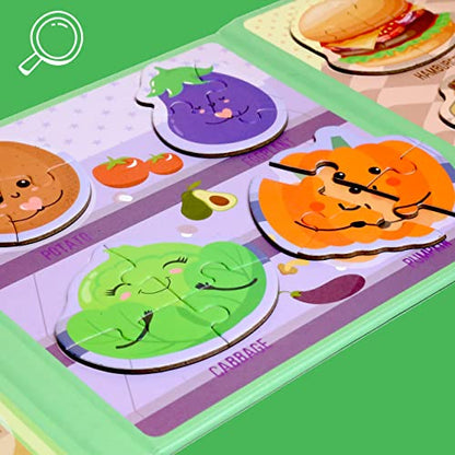 Magnetic Puzzles for Kids Ages 3-5, Travel Toddler Food Puzzle Toy - style: Food