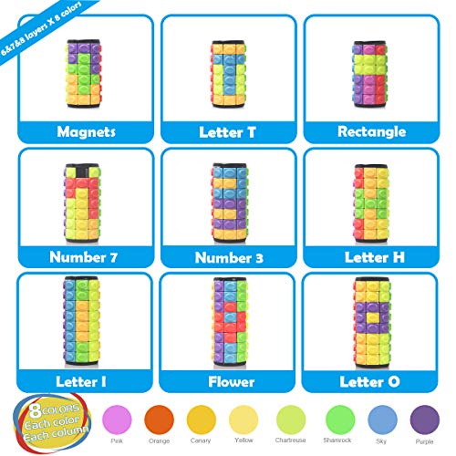 R.Y.TOYS Rotate and Slide Puzzle-Design Patent,Fidget Toys(Restore Order/Create Patterns) 8 Colors,6, 7 and 8 Layers-Detach Piece for Quick Play,Brain Teaser,Sensory Toys,Easter Basket Stuffers - color: 8 Colors X (6 Layers + 7 Layers + 8 Layers)
