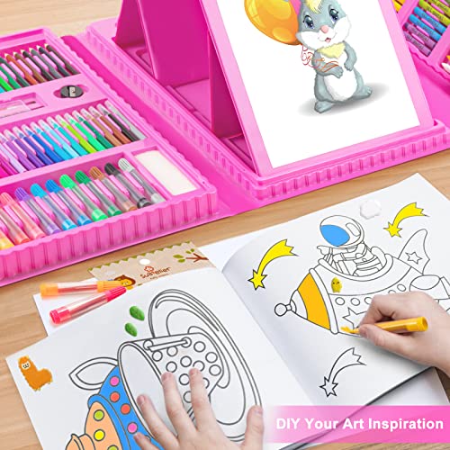 Art Supplies, 272 Pack Art Set Crafts Drawing Kit for Kids Girls Boys Teens - color: Pink