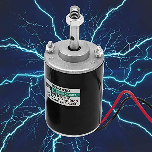 12V 30W Permanent Magnet DC Motor, 3000RPM High Speed CW/CCW Electric Gear Motor for DIY Generator and 12V-40V 10A PWM DC Motor Speed Controller Fan Controller with Knob-High Efficiency