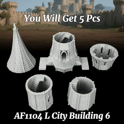 AUSPDICE Gothic Watchtower DND Terrain, 25mm Stone Spire RPG Scenery - color: Af1104 L City Building 6