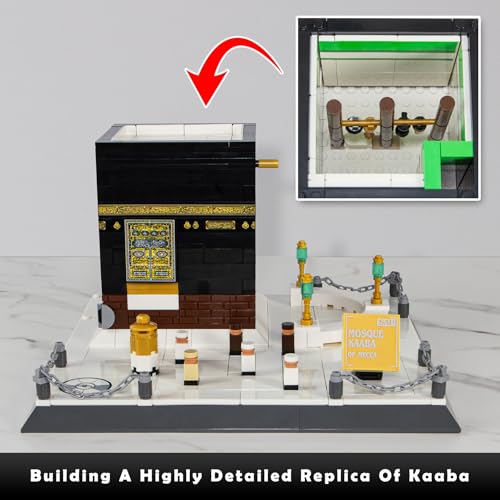 Kaaba Building Set – 446Pcs Architecture Model Kit of Mecca Great Mosque, Adult Building Blocks for Home Office Display, Collectible Landmark Set - color: White