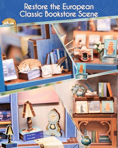 Book Nook Kit Literature Bookstore - 3D Wooden Puzzles with LED - color: Literature Bookstore
