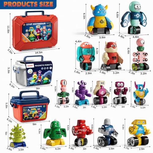 Magnets Robot Building Toys - 106 PCS Monsters Stacking Blocks Set with Box