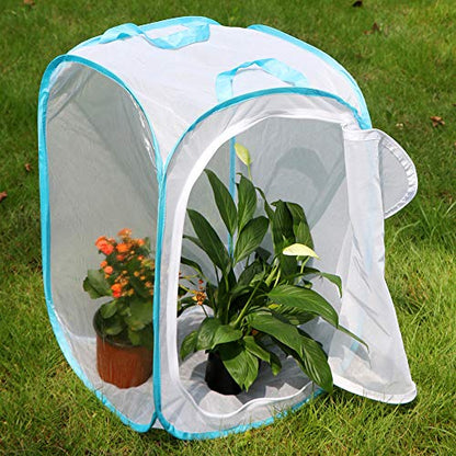 RESTCLOUD 36" Large Monarch Butterfly Habitat, Giant Collapsible Insect Mesh Cage Terrarium Pop-up 24 x 24 x 36 Inches - color: White with Blue