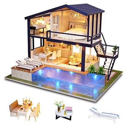 GuDoQi DIY Miniature Dollhouse Kit, Tiny House kit with Music, Miniature House Kit 1:24 Scale, Great Gift for Birthday Christmas Day, Time Apartment - color: Time Apartment