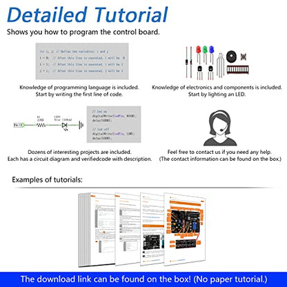 Freenove Projects Kit (No Control Board) (Compatible with Arduino IDE), 238-Page Detailed Tutorials, 46 Projects, No Soldering, Simple Wiring