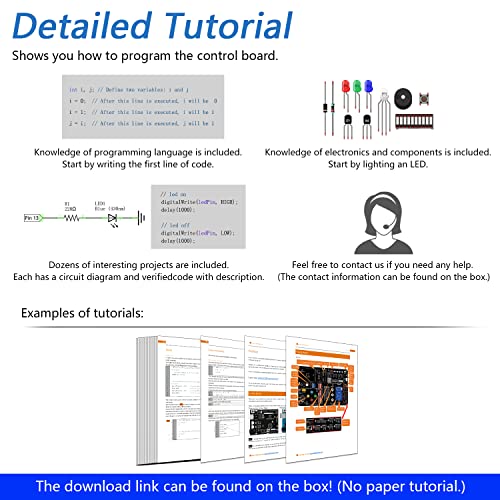 Freenove Projects Kit (No Control Board) (Compatible with Arduino IDE), 238-Page Detailed Tutorials, 46 Projects, No Soldering, Simple Wiring