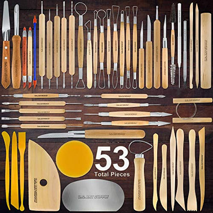 U.S. Art Supply Pottery & Clay Tools Set (53-Piece) - size: 53-Piece with Plastic Case