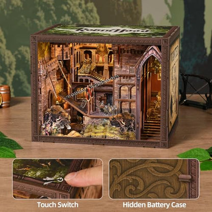 CCCDF Robin Hood Book Nook Kit, DIY Miniature Dollhouse Kit with LED - color: Robin Hood - the Castle's Escape