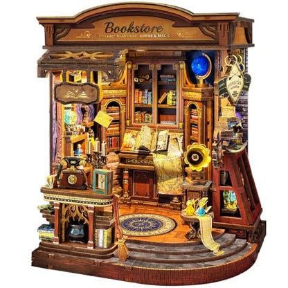 Book Nook Kit DIY Miniature House 3D Wooden Puzzle - Inchspace Bookstore - color: Inchspace Bookstore
