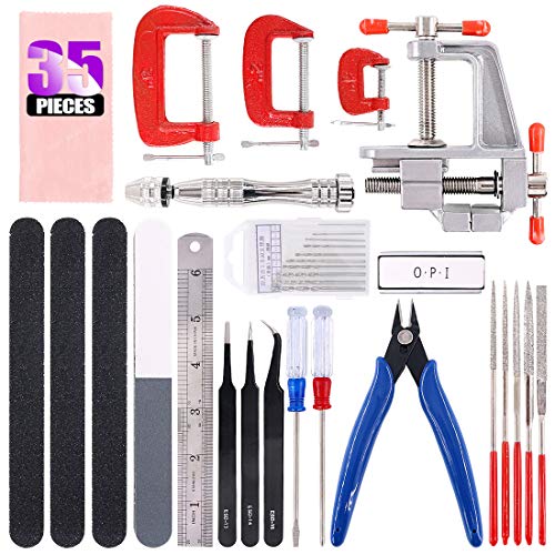 Swpeet 35Pcs Professional Compatible for Gundam Modeler Basic Tools, Tool Set Model Tools Kit Perfect Model Kit Building Beginner Hobby Model Assemble Building with Duty Plastic Container