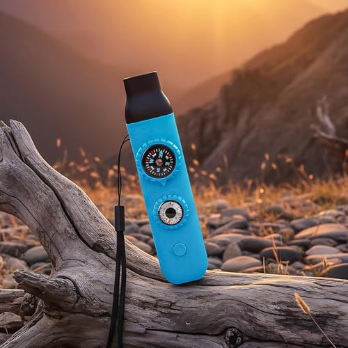 Multifunctional Survival Emergency Whistle for with Compass Hiking Survival, Thermometer & Neck Lanyard | Emergency Safety Gear for Hiking, Camping, Kayaking, Boating, Climbing - color: bule2pcs