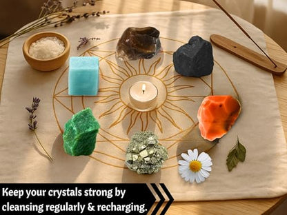 Amazing Gemstone Crystals for Workplace Manifestation, Set of 6 Green Aventurine, Smoky Quartz, Shungite, Carnelian, Pyrite and Amazonite Healing Crystals and Stones - color: Work Place Crystals
