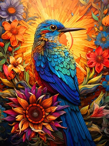 Ekuxom Hummingbird Diamond Painting Kits for Adults-Sunflower Diamond Art - color: Hummingbird