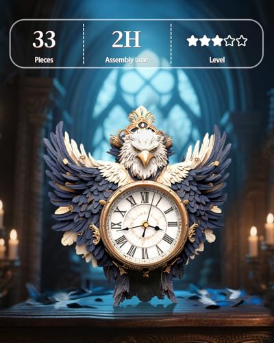 3D Puzzles for Adults, Bald Eagle Clock 3D DIY Model Kit Crafts