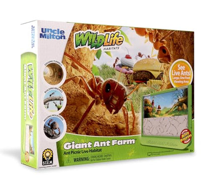 Uncle Milton Giant Ant Farm - Large Viewing Area - Care for Live Ants - Nature Learning Toy - Science DIY Toy Kit - Great Gift for Boys & Girls, Green