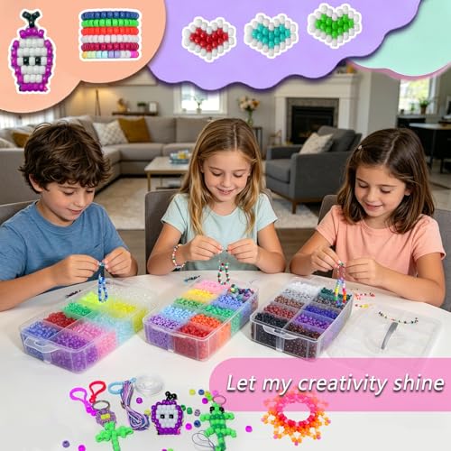 LIS HEGENSA 30Color 11000PCS Kandi Pony Beads Bracelets Jewelry Making Kits - size: 30Color(11000PCS)