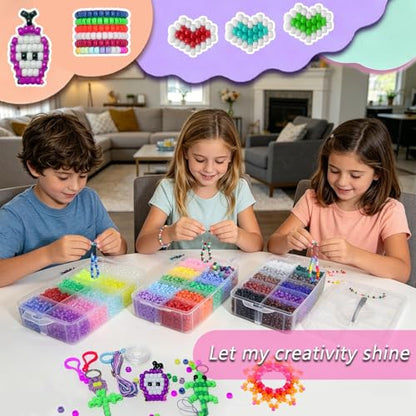 LIS HEGENSA 30Color 11000PCS Kandi Pony Beads Bracelets Jewelry Making Kits - size: 30Color(11000PCS)