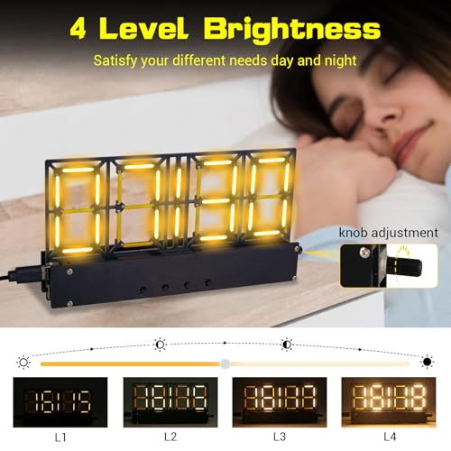 Soldering Practice Kit, 4-Bit Digital Clock Kit with Lighting Adjustment, Soldering Projects Alarm Clock DIY Electronic Kits for Adult Teens Learning Creative Present
