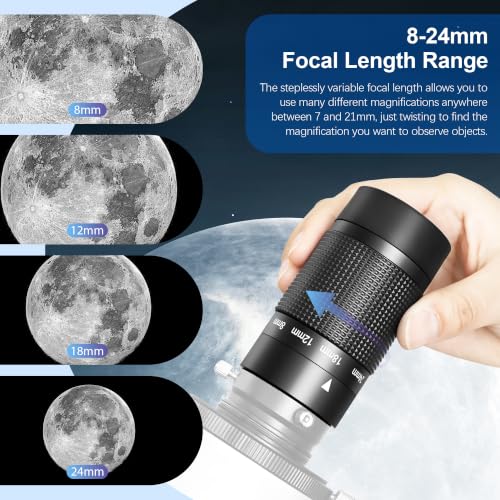 Astromania Zoom Eyepiece for Telescope 8-24mm Zoom Telescope Eyepiece 1.25" - size: 8-24mm