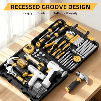 GRENPRO 188PCS Yellow Cordless Drill Tool Set For Men Tool Kit For Home Box - style: Yellow Power Drill Set 188PC