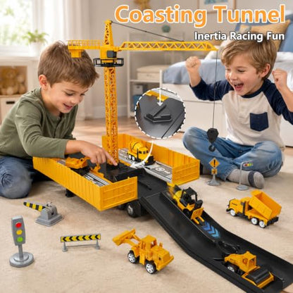 WEOLULU Construction Truck Toys Birthday Gift for 3-5 Year Old Boys - color: Yellow