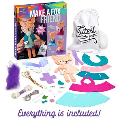 Craft-tastic – Make a Fox Friend Craft Kit – Learn to Make 1 Easy-to-Sew Stuffie with Clothes & Accessories - style: Make a Fox Friend Craft Kit