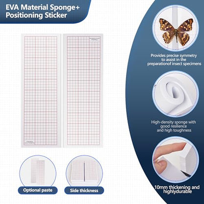 Insect Specimen Tools Kit - EVA Foam Pinning Board, Coordinate Paper, Wings Pressing Paper, Insect Pins & Butterfly Pins, Complete Entomology Kit for Beginners (Walnut Display Case Box Kit) - size: Walnut Display Case Box Kit