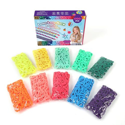 IQBOX 1000 PCS Fabric Loom Bands Refill Pack for Bracelet Making Kit - color: rainbow rubber band bracelet kit
