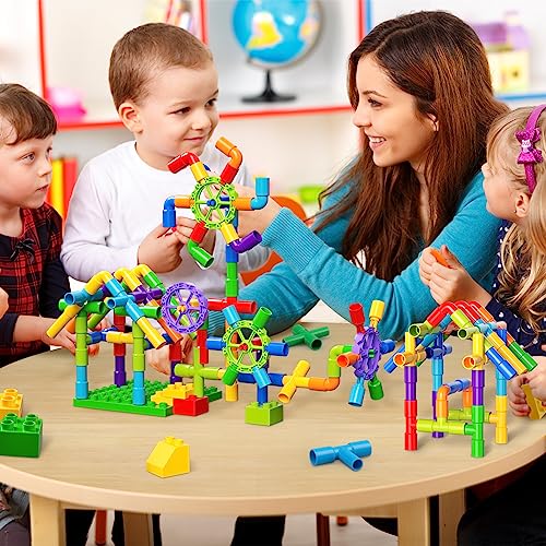 burgkidz STEM Tube Building Set: 188 Pcs Build Cars w/Wheels & Tub - color: Multicolored