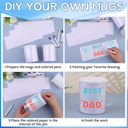 30 Pcs Painted Mug Kit for Kids Bulk 8 oz Plastic Mugs with Handle