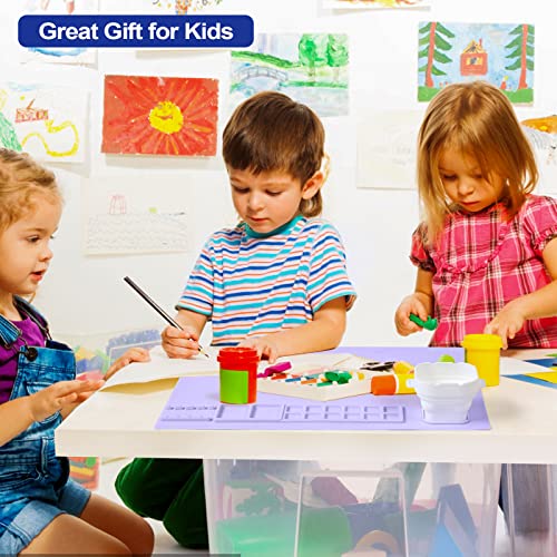 AWOKE Silicone Painting Mat - 20"X16" Silicone Art Mat with 1 Water Cup for Kids - Craft Mat has12 Color Dividers - 2 Paint Dividers (Purple) - color: Lavender