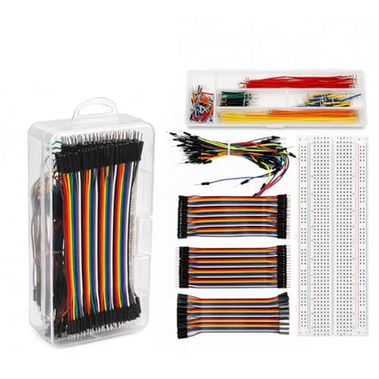 830-Point Solderless Breadboard Electronics Starter Kit Includes 140 Jumper Wires, 65 Flexible Breadboard Cables, and 120-Piece Dupont Wire Set (M-M, M-F, F-F) for Arduino Prototyping