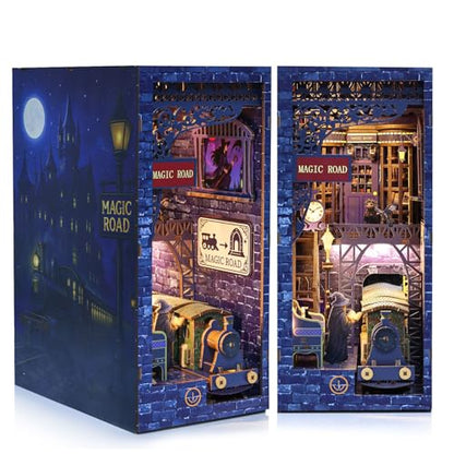Magic Station Book Nook Kit - DIY Miniature House Kit for Adults, Teens and Beginners, Dollhouse Booknook Magic Book Nook Tiny House Bookshelf Decor 3D Wooden Puzzle, DIY Bookshelf Insert Decor Gift - style: Magic Station