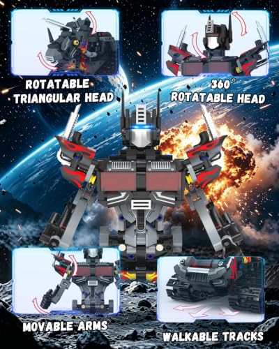 5 in 1 STEM Robot Building Kit, RC Robot Toys for Boys Ages 8+ - color: Black