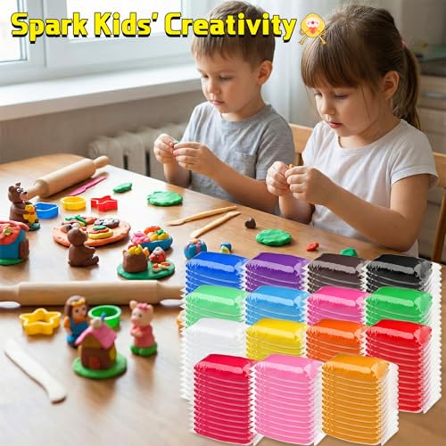 VioraWhite 144 Pcs Air Dry Clay Bulk 76 oz DIY Modeling Clay Kit - color: Multicolor